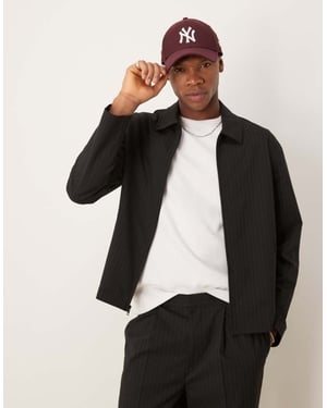 ASOS DESIGN smart co-ord harrington jacket in black pinstripe