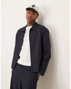 ASOS DESIGN smart co-ord button up shacket in navy