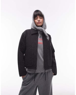 Topshop liner jacket with quilting in black