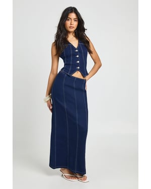 Stretch Maxi Denim Skirt