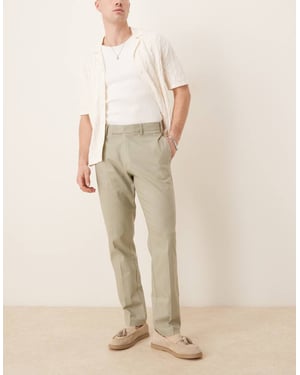 ASOS DESIGN smart slim fit linen blend trousers in sage green