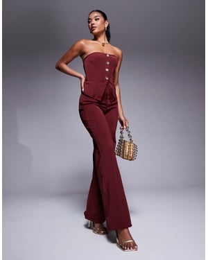 ASOS DESIGN co-ord bandage straight leg trouser in burgundy