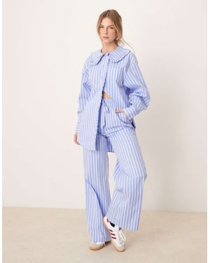 Glamorous straight leg trousers co-ord in blue stripe