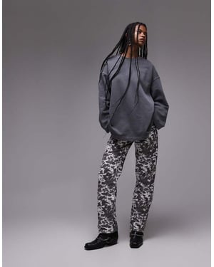 Topshop lågmidjade raka byxor i ponnytryck