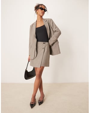 YAS wrap detail tailored skirt co-ord in taupe