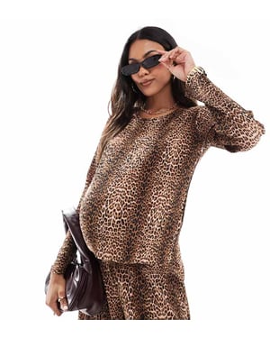 Mamalicious graviditet plisserad topp set i leopardmönster - MULTIFÄRGAD