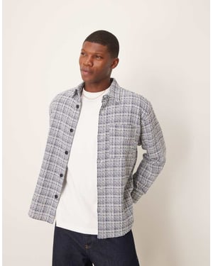 Selected boucle overshirt in blue cream check