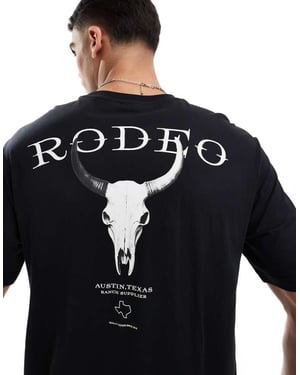 ONLY & SONS oversized t-shirt med rodeo ryggtryck i svart