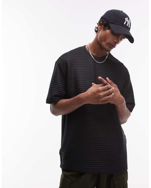 Topman avslappnad passform smart rib t-shirt i svart
