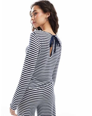 Object long sleeve ribbed jersey top co-ord in navy stripe