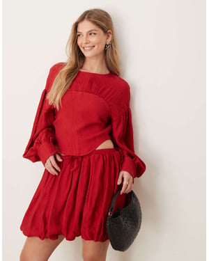Ghospell rynkad topp-set i röd