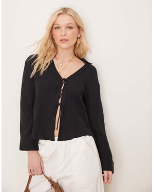 Abercrombie & Fitch relaxed textured shirt in black