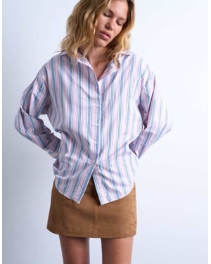 Topshop oversized shirt in pink & blue stripe