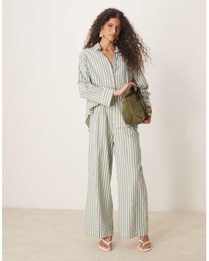 Nobody's Child Tamar linen shirt co-ord in beige stripe