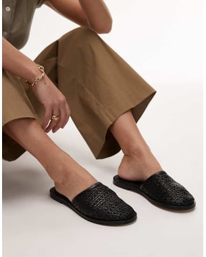 Topshop Bobby leather woven clog in black