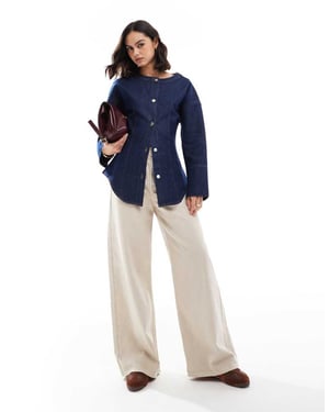 ASOS DESIGN denim cinch-skjorta i indigo