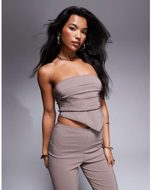 Missyempire bengaline asymmetrisk bandeau-topp co-ord i mocha