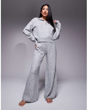 ASOS DESIGN lounge cable knit jumper and trouser set in grey