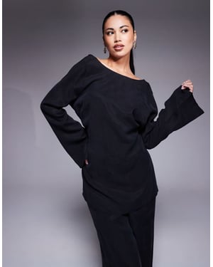 ASOS DESIGN mjuk långärmad topp i tvättad svart