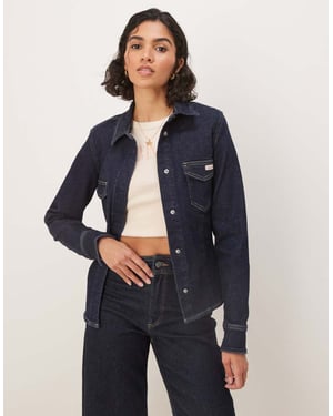 Calvin Klein Jeans structured denim top in dark wash