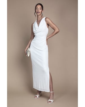 Sequin Cowl Neck Maxi Wedding Dress