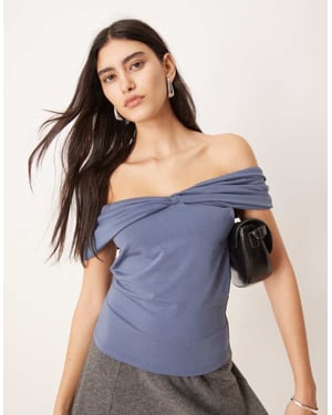 Abercrombie & Fitch asymmetrisk twist-off axeltopp i indigo