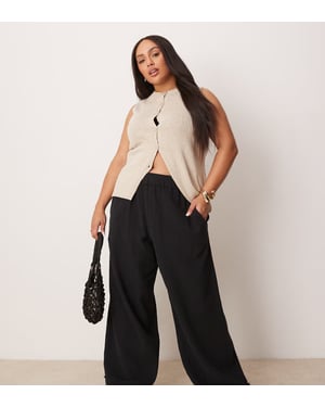 ASOS DESIGN Curve cheesecloth pull on trousers in black