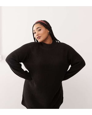 Noisy May Curve high neck knitted jumper dress in black