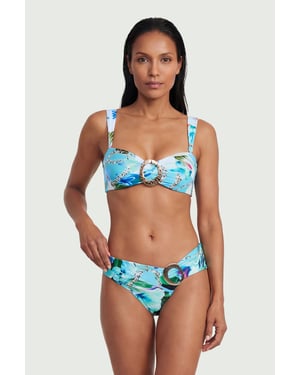 Chain Print Metal Trim Detail Bikini Bottoms