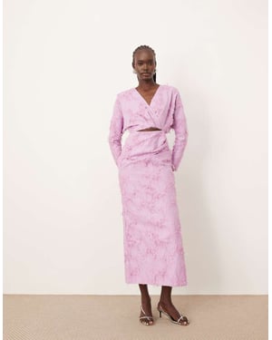 ARRANGE textured long sleeve cut out maxi dress in light pink