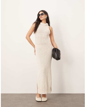 ARRANGE boucle open knit racer maxi dress in off white