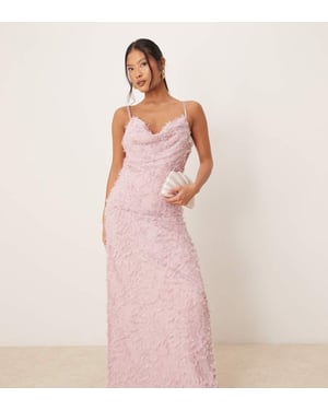 Vila Petite cowl neck textured cami maxi dress in rose pink
