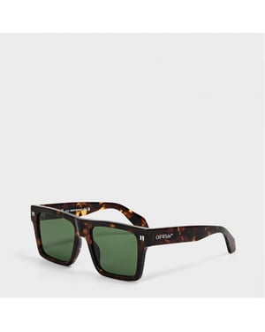 Accessories Off White Lawton Square Full Rim Sunglasses in Havana/Green