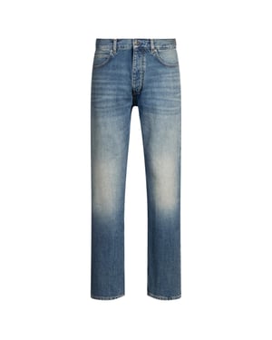 Men's Hugo Five Pocket Design Slim Fit Jeans in Med Blue