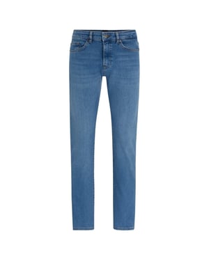 Men's Boss Five Pocket Design Slim Fit Jeans in Turquoise/Aqua
