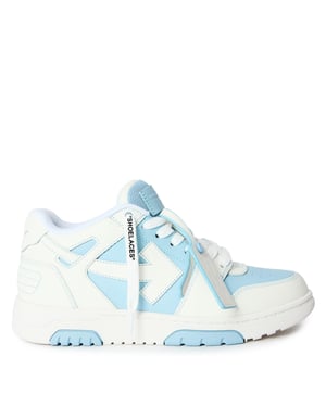 Women's Off White Out Of Office Trainers, Signature Arrows Sneakers in Light Blue