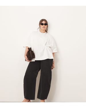 ARRANGE Curve jersey knot detail oversized t-shirt in white