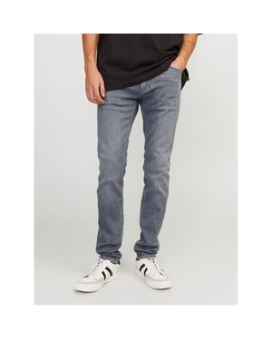 Men's Jack and Jones Liamevan Slim Fit Five Pocket Jeans in Grey Denim
