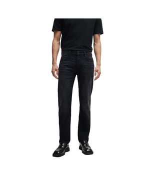 Men's Boss Mid Rise Slim Fit Five Pocket Jeans in Charcoal