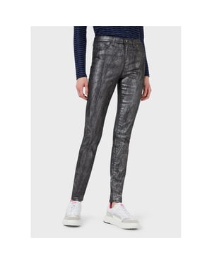 Women's Emporio Armani EA7 Stretch Five Pocket Skinny Jeans in Grey