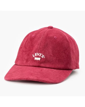 Accessories Levis Lazy Girl Logo Print Wordmark Dad Cap in Scarlet Smile