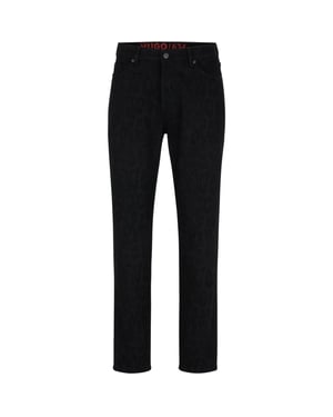 Men's Hugo Five Pocket Design Slim Fit Jeans in Black