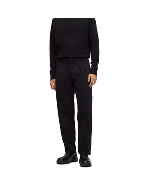 Men's Boss Tulsa Solid Patterned Straight Chinos in Black