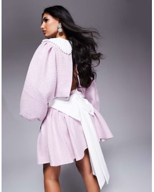 ASOS LUXE koord boucle och stickad minisärp med rosett bak i lila