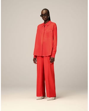 ARRANGE oversized contrast stitch shirt co-ord in red