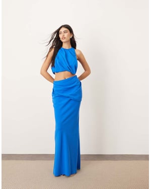 ARRANGE drape detail maxi skirt co-ord in bold blue