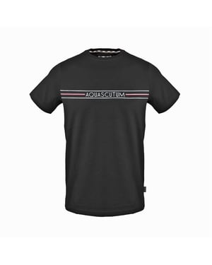Men's Aquascutum Crew Neck Short Sleeve Jersey T-Shirt in Black