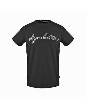 Men's Aquascutum Crew Neck Short Sleeve Jersey T-Shirt in Black
