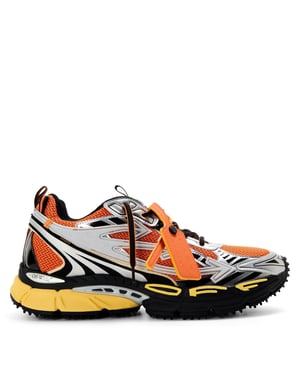 Men's Off White Be Right Back Low Top Trainers in Silver/Red