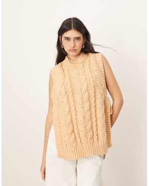 ARRANGE stickad ärmlös jumper med knytning i aprikos